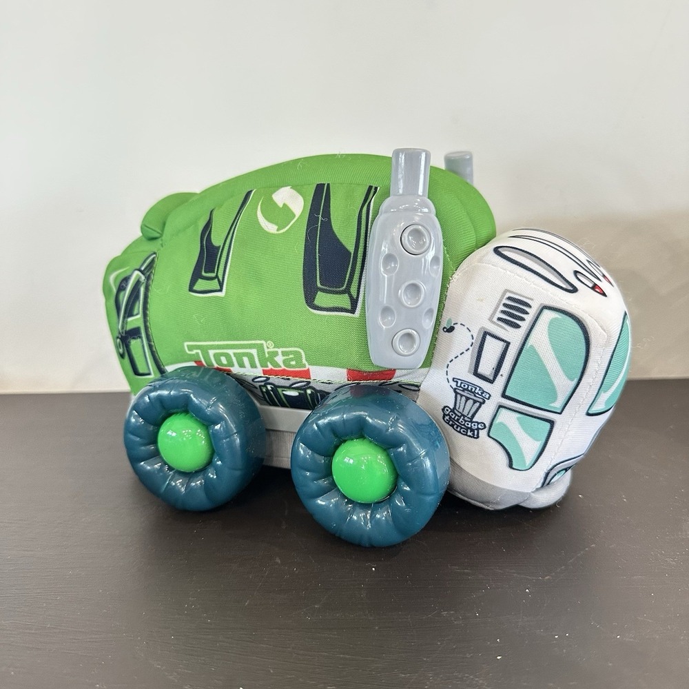 Tonka Soft Walkin Wheels 2014 Green Garbage Truck Toy Plush Car Animated Battery
